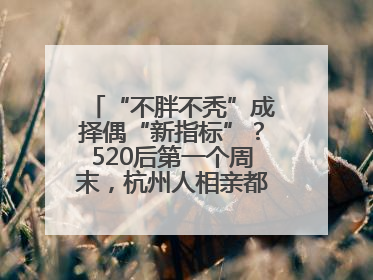 “不胖不秃”成择偶“新指标”？520后第一个周末，杭州人相亲都聊什么